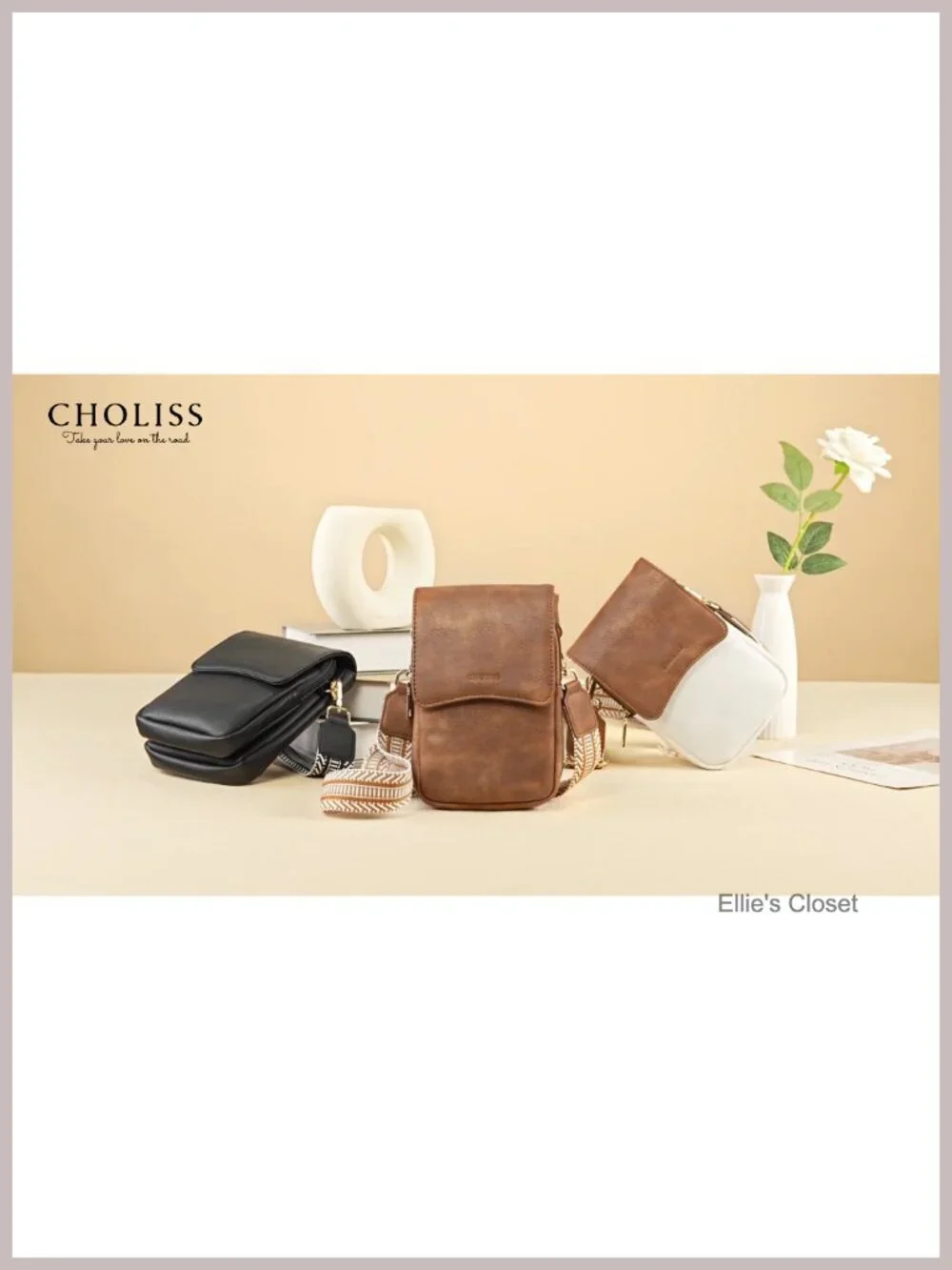 Faux Leather Crossbody Phone Purse with Card Slots Adjustable Strap